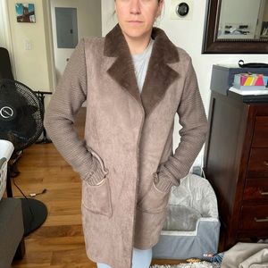 Anthropologie M Faux suede/shearling sweatercoat